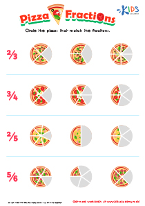 Fractions: Pizza Printable, Free Printable PDF for Children